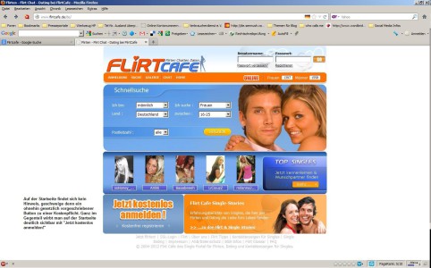 Screenshot: Flirtcafe Startseite