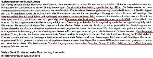 Branchenbuch Deutschland Leistungsbeschreibung