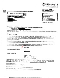 Prodefacto Forderungsmanagement Direct Holdings Switzerland 65,46_Euro