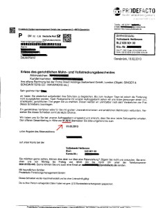 Prodefacto Forderungsmanagement Direct Holdings Switzerland 91,92_Euro