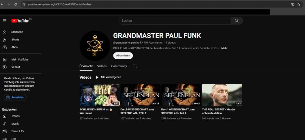 Screenshot YT Kanal Grandmaster Paul Funk  07.05.2024