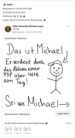 Screenshot Werbenanzeige Michael Laster 
